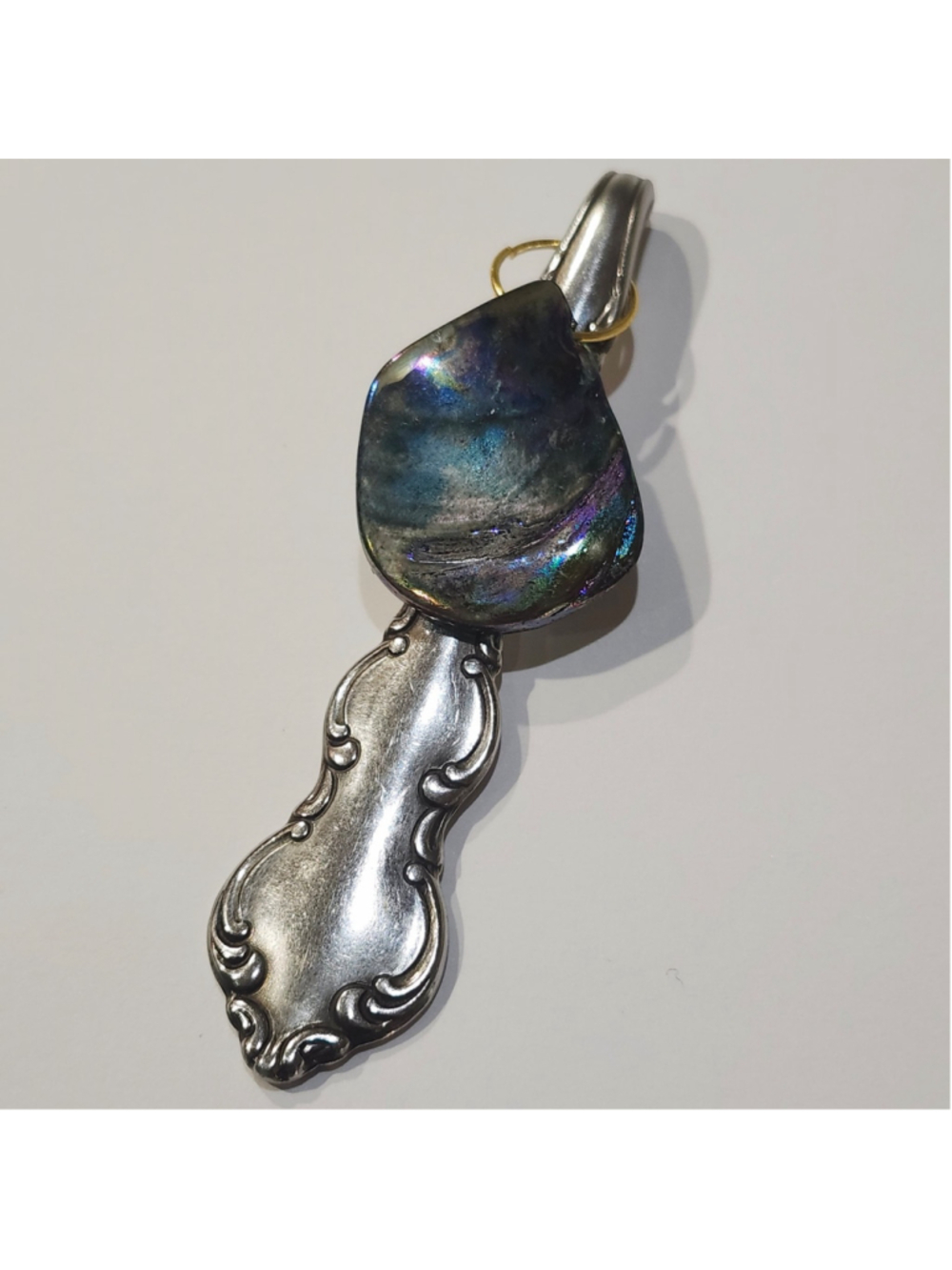 Mother of pearl Engraved Pendant ( silverwear jewelry)